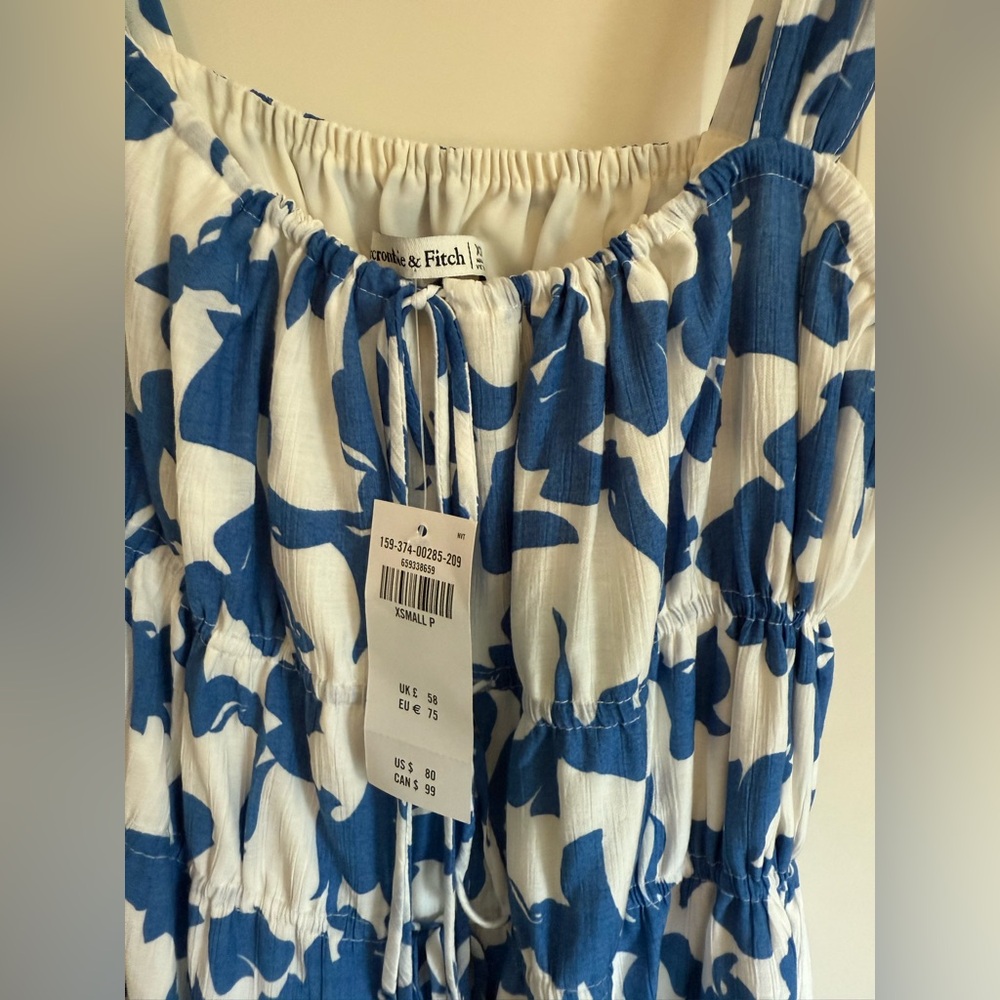 **NWT** A&F Blue and White Sleeveless Dress size XSP - Picture 4 of 4